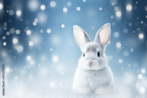 Close-up of cute rabbit with beautiful bokeh background