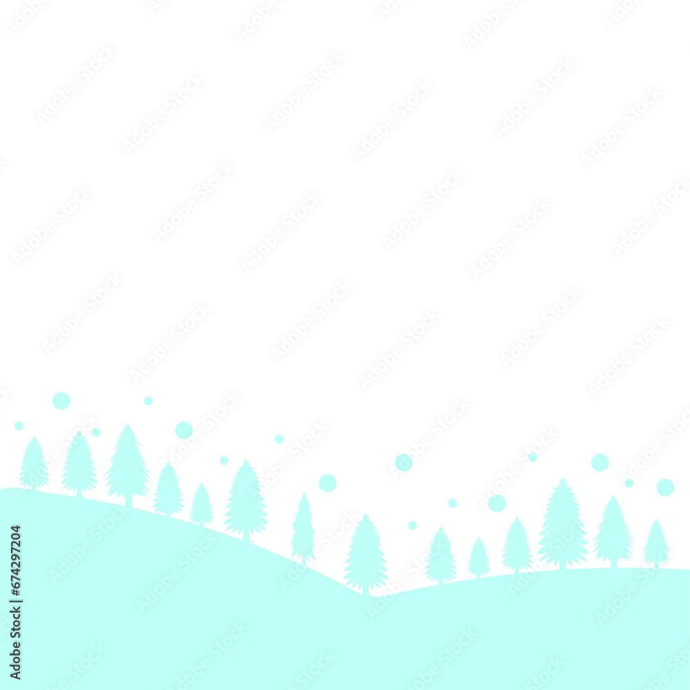 Silhouette Of Christmas Tree And Snow Silhouette Of Christmas Tree And Snow