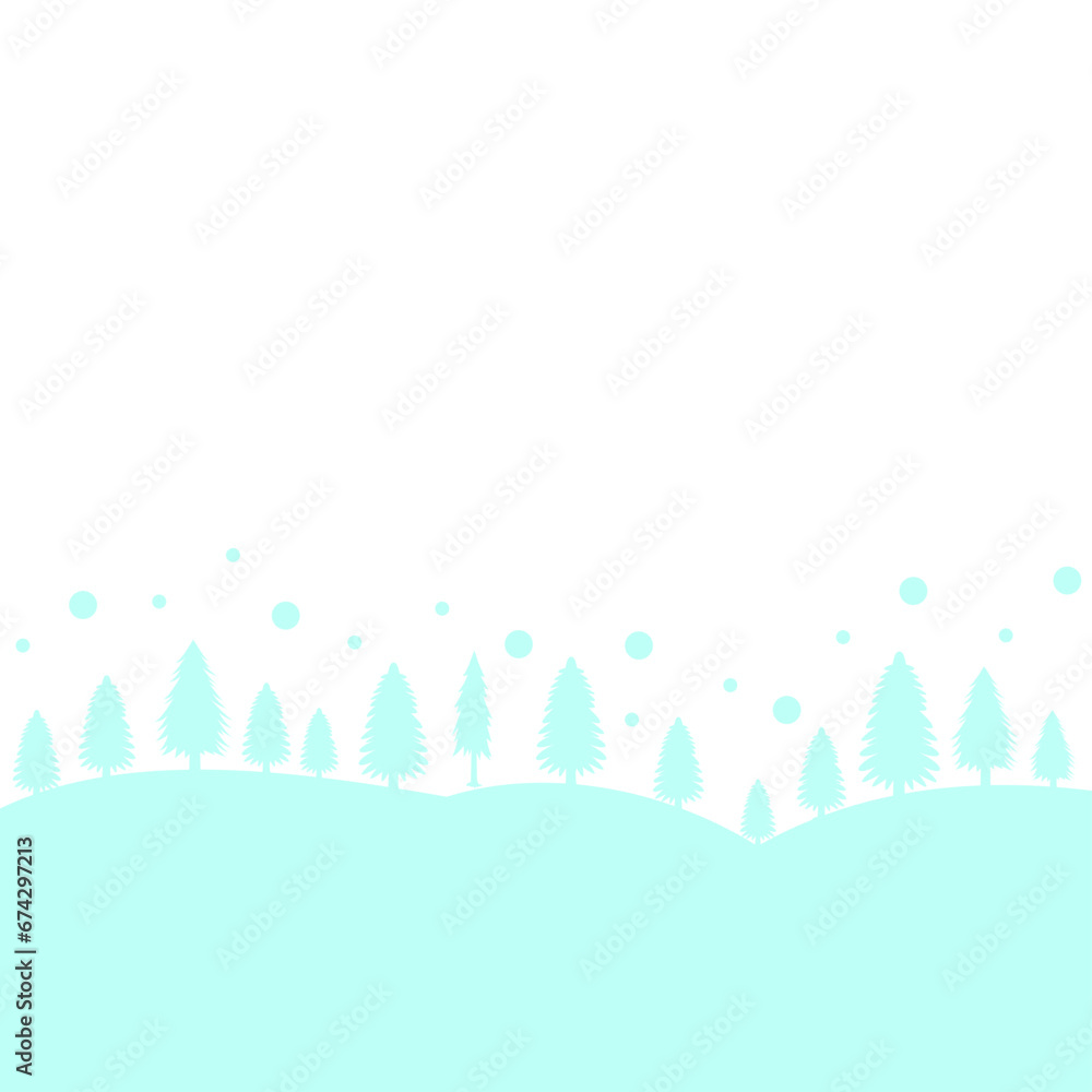 Silhouette Of Christmas Tree And Snow Silhouette Of Christmas Tree And Snow