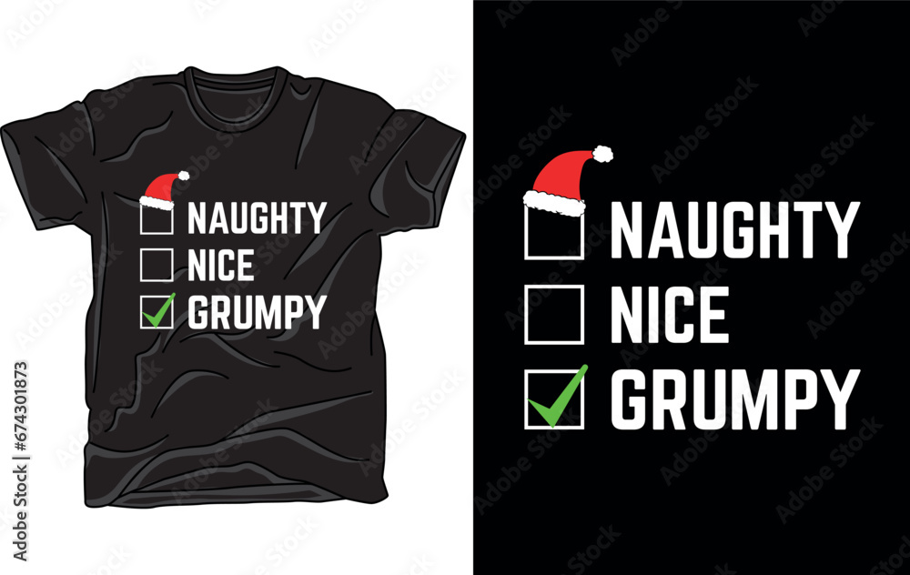 Fototapeta premium Naughty, Nice Christmas t-shirt design vector file