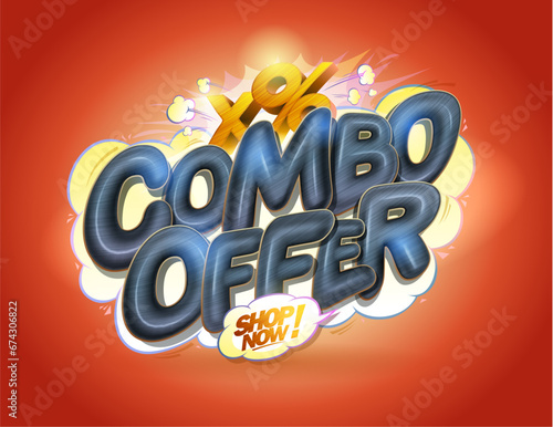 Combo offer banner template with glossy lettering