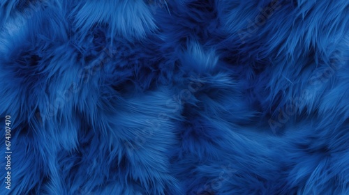 Blue fake fur seamless pattern. Repeated background of fluffy texture.