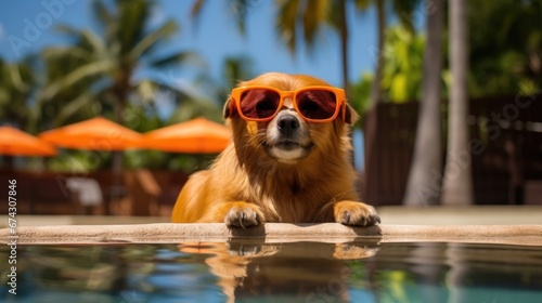 retriever dog in the pool © banthita166