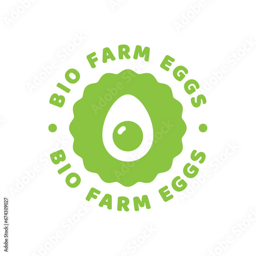 Bio farm eggs vector icon. Eco egg circle label.
