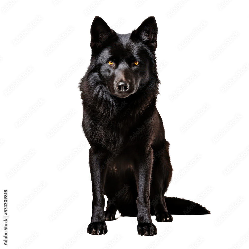 Black wolf isolated on transparent background,transparency 