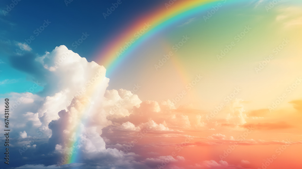 Stunning rainbow arcing across the sky, a fleeting display of nature's brilliance after a refreshing rainfall. Ai Generated.NO.03 Stunning rainbow arcing across the sky, a fleeting display of nature's brilliance after a refreshing rainfall. Ai Generated.NO.03