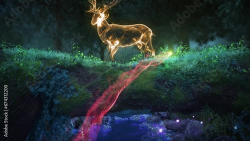 deer particle effect animation. deer animal particle for logo intro photo