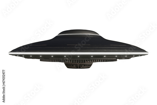 Unidentified flying object on the transparent background, 3d render