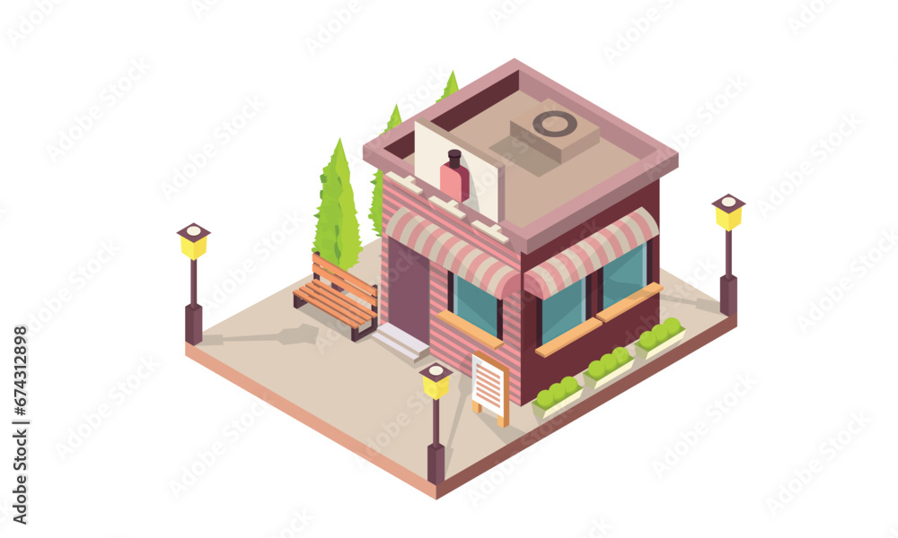isometric liquor store.on white background.isometric design. 3D design elements for construction of urban and village landscapes. isometric liquor store.on white background.isometric design. 3D design elements for construction of urban and village landscapes.
