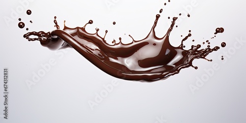 Chocolate splash, isolated on a white background. Generated by AI.