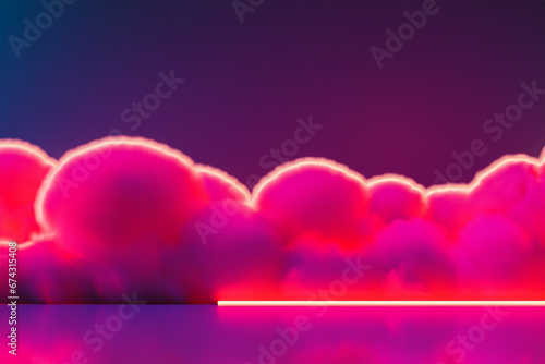 3d rendering neon-clouds (red)