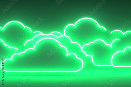 3d rendering neon-clouds (green)