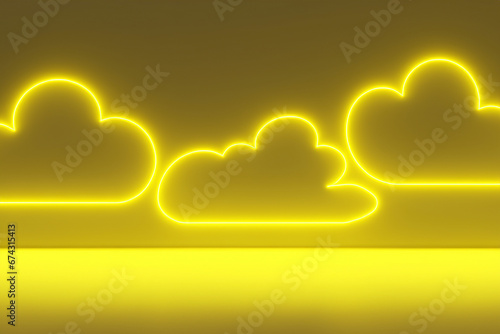 3d rendering neon-clouds (yellow)