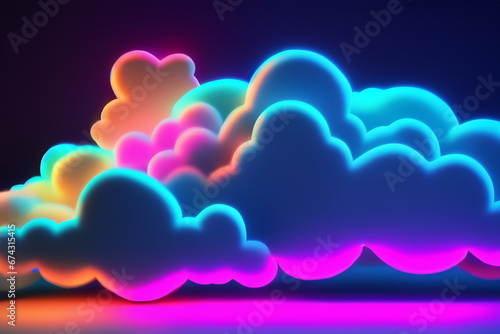 3d rendering neon-clouds (colorful)