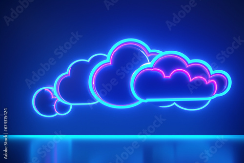 3d rendering neon-clouds (blue)