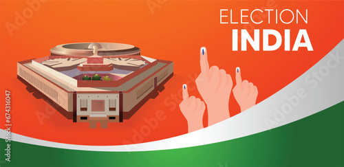election in India with new parliament Indian flag background vote day vector