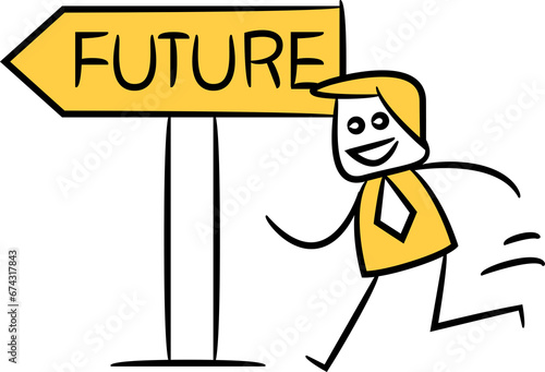 Doodle Businessman and Future Signage
