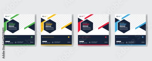 Modern Creative Corporate Business marketing agency promotion social media post template. Editable square banner design with place for the photo