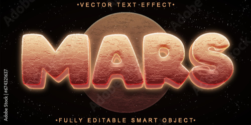 Cartoon Realistic Mars Vector Fully Editable Smart Object Text Effect