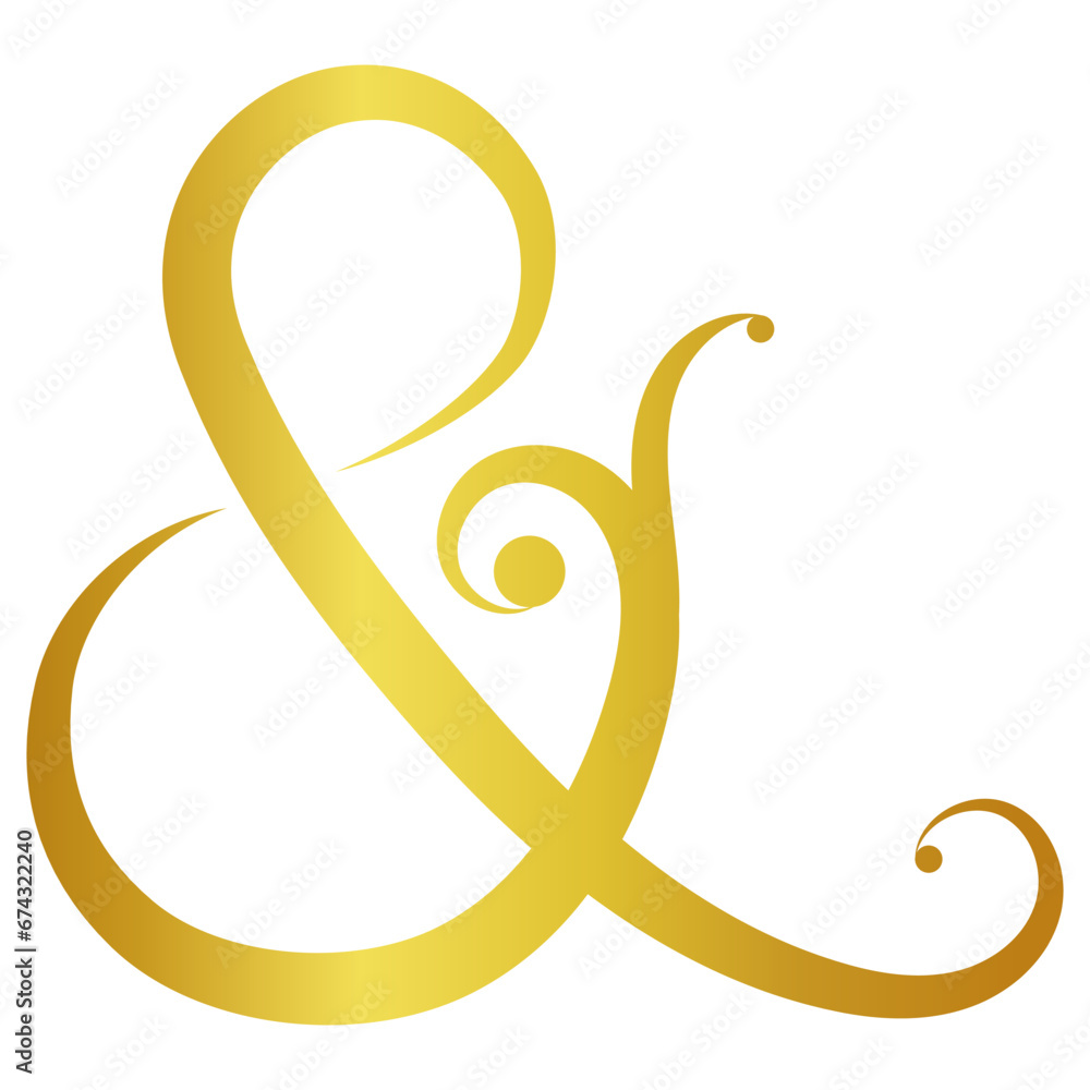 Golden luxury ampersand sign ampersand border for printing invitations