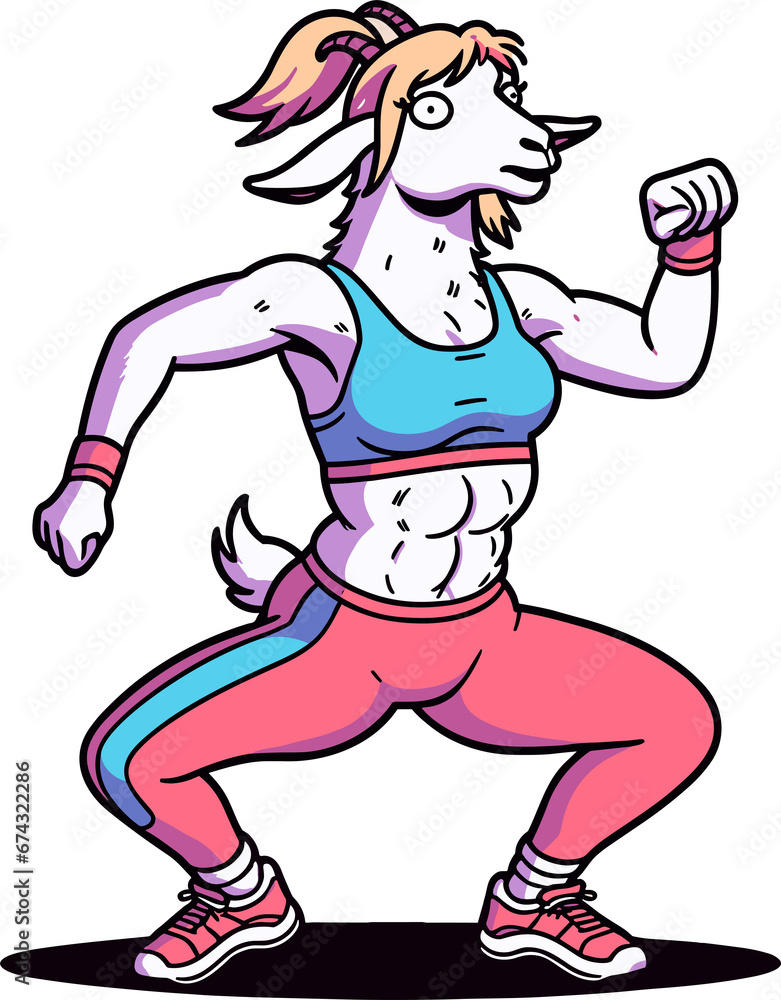 Female Goat doing exercise Female Goat doing exercise