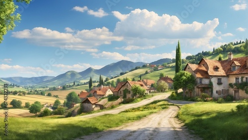 Wallpaper Mural Stunning Rural Mountain Village Amidst Nature's Beauty
 Torontodigital.ca