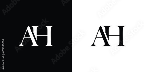 AH Letter Logo Design with Creative connected Serif Font. photo