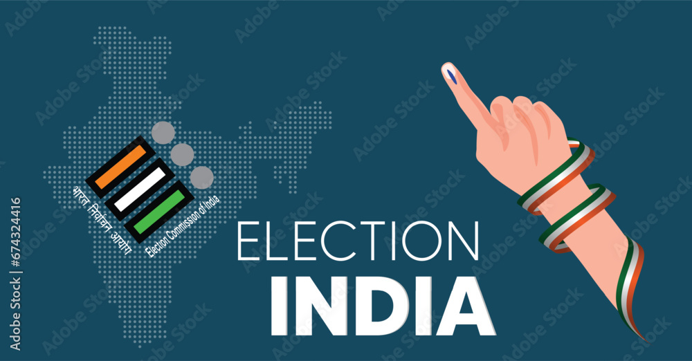 election in India Indian dot map Indian election vector poster  - obrazy, fototapety, plakaty 