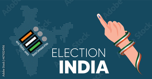 election in India Indian dot map Indian election vector poster  photo