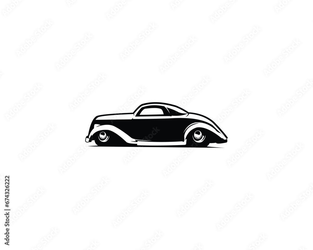 Naklejka premium 1932 ford coupe. isolated white background appear from the side with style. premium vector design. Best for logos, badges, emblems, icons, design stickers, vintage, old car industry.