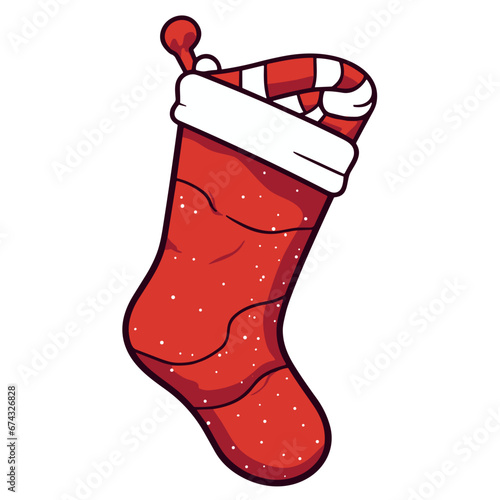 Cute Christmas Stocking vector illustration, Christmas Day, Christmas Eve