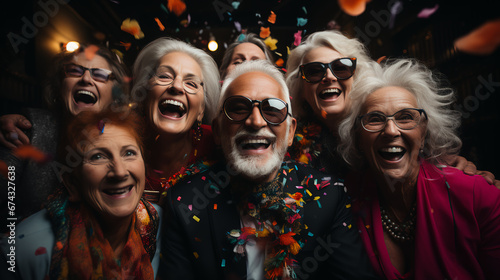 New Year’s Eve party - active seniors - older people having fun - quirky and charming outfits - festive fashion 