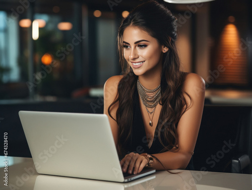 Young and successful corporate woman using laptop at office © PRASANNAPIX
