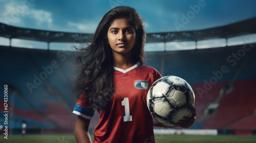 Young indian female soccer player © PRASANNAPIX
