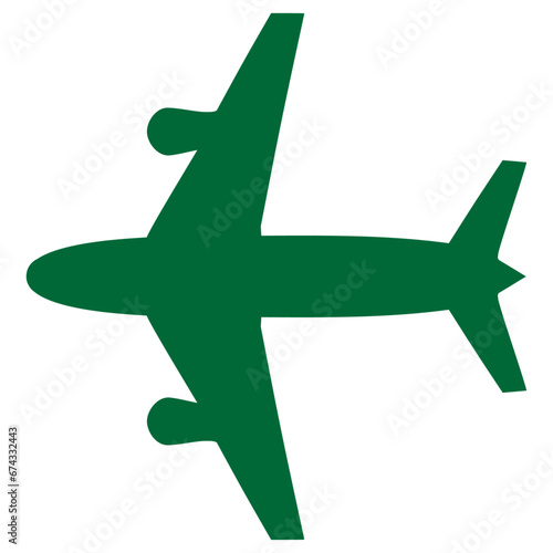 飛行機のシンプルなアイコン 緑