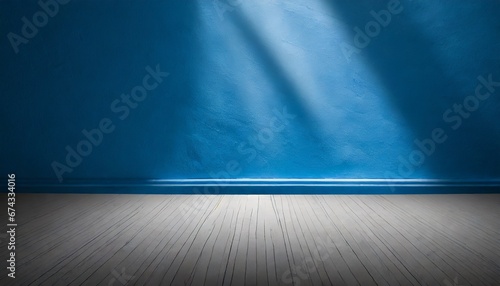 empty room with blue sky, Blue and Wood Harmony: Design and Presentation