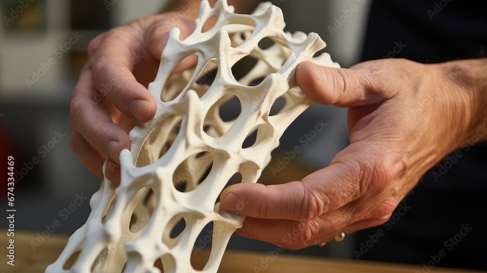 plastic 3d printed bones illustration human bone, equipment medicine, surgery dimensional plastic 3d printed bones - obrazy, fototapety, plakaty 