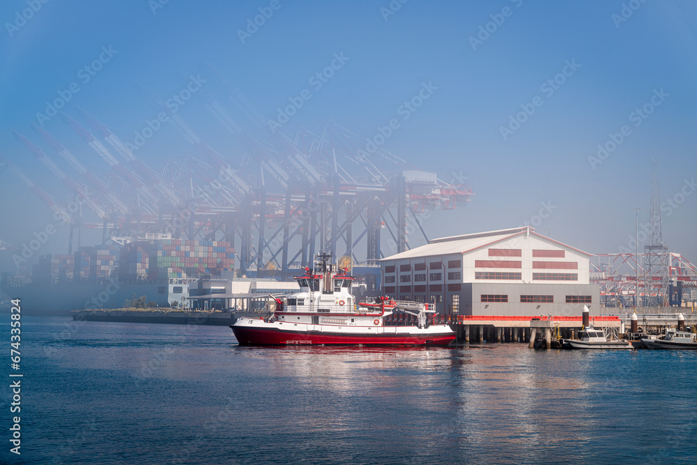 Fire boat pulls into dock