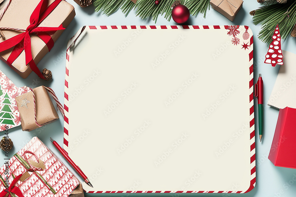 Obraz premium Stationery decorated for Christmas. Generative AI