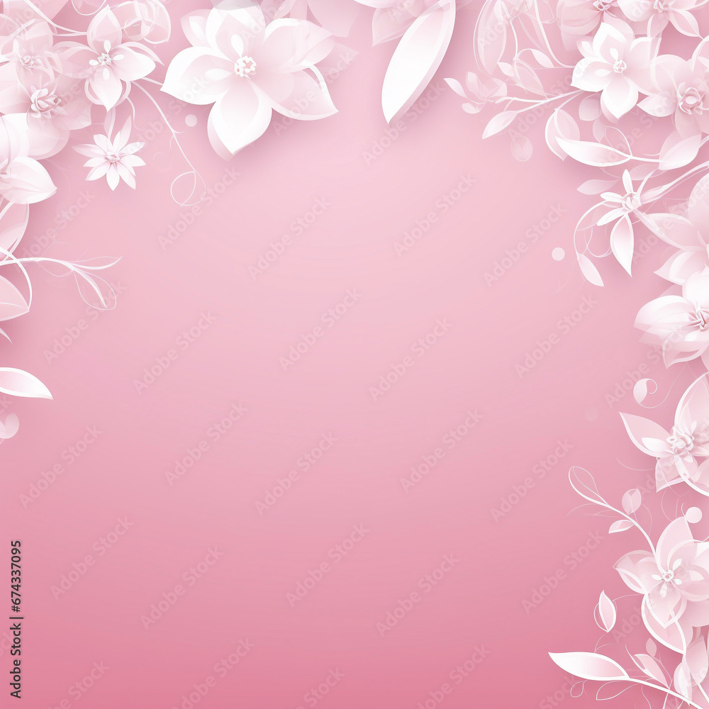 Pink background with flowers, Valentine’s day, mother’s day, spring, wedding imagery with space for text 