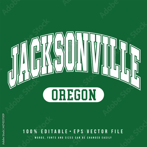 Jacksonville text effect vector. Editable college t-shirt design printable text effect vector 
