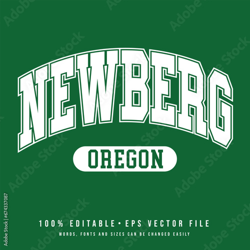 Newberg text effect vector. Editable college t-shirt design printable text effect vector	
 photo