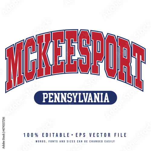 McKeesport text effect vector. Editable college t-shirt design printable text effect vector	
 photo