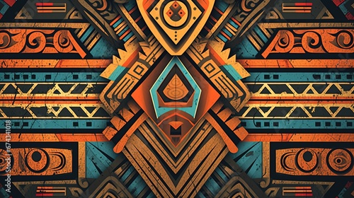 tribal patterns, digital art illustration, Generative AI photo