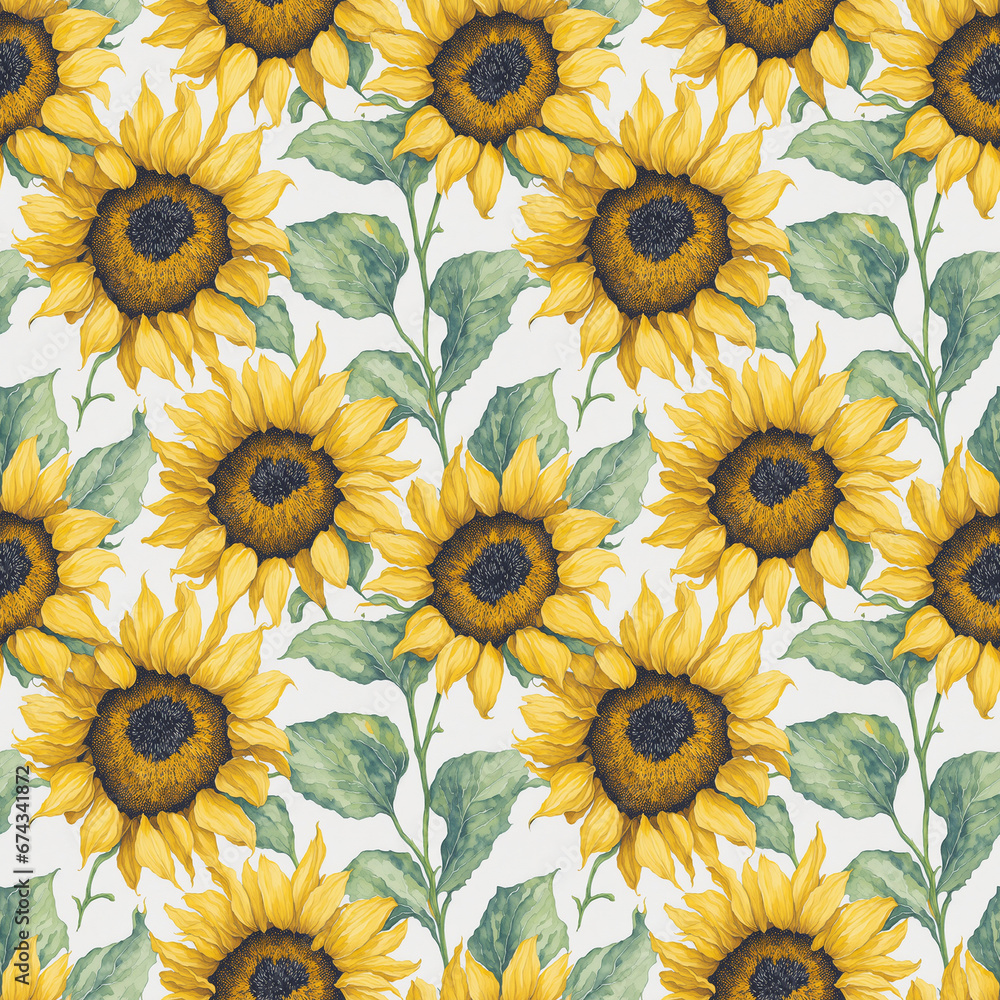 sunflowers watercolor sheamles pattern design sunflowers watercolor sheamles pattern design