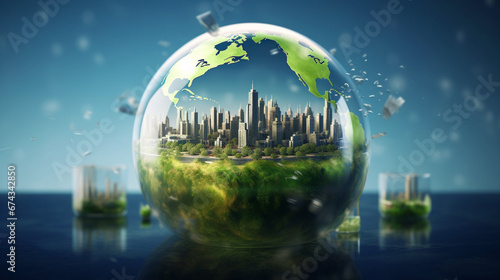 Blue Green Earth in the Future, Earth Sustainability, blue-green planet. © Septiana