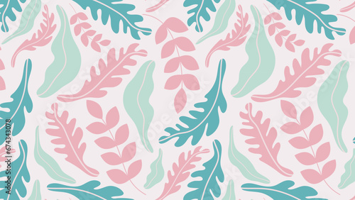 Seamless pattern with abstract leaves. Freehand drawing