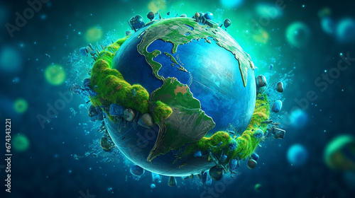 Blue Green Earth in the Future  Earth Sustainability  blue-green planet.