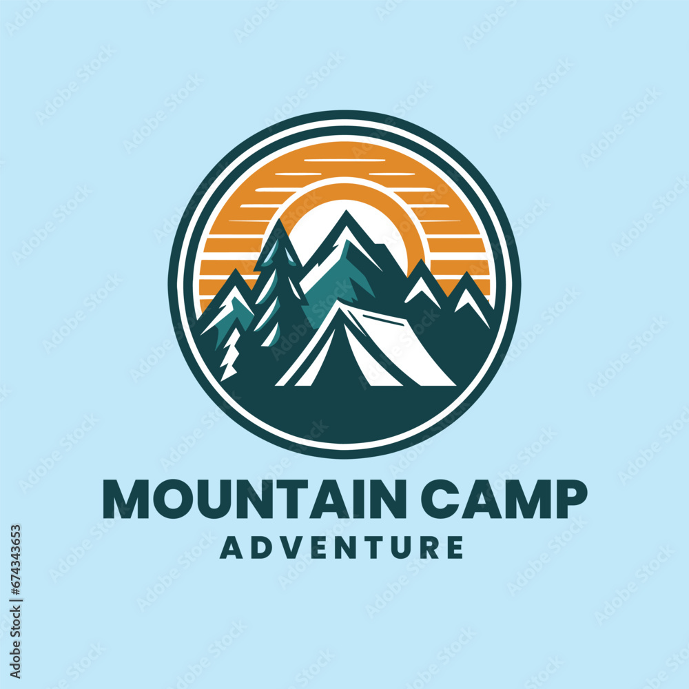 Exploring Camping mountain logo design outdoor illustration Exploring Camping mountain logo design outdoor illustration