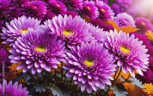 Beautiful Violet chrysanthemum flower autumn vivid background